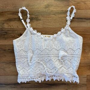 Coquette Hollister-co Women's White Crop-top preppy croquette